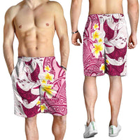 Maori Manta Ray Plumeria Royal Pink Shorts for Men - Polynesian Pride