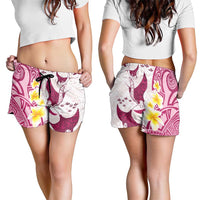 Maori Manta Ray Plumeria Royal Pink Shorts for Women - Polynesian Pride
