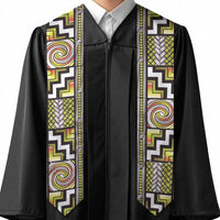 Maori Matariki Graduation Stole Yellow Galaxy Aesthetic Koru Art LT01 - Polynesian Pride