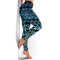 Maori Niho Taniwha Te Wheiao Leggings Moana Blue - Polynesian Pride