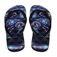 Matariki New Zealand Flip Flops NZ Niho Taniwha Maori New Year Blue Galaxy