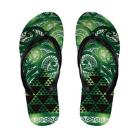 Matariki New Zealand Flip Flops NZ Niho Taniwha Maori New Year Green Galaxy LT14 Green - Polynesian Pride