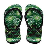 Matariki New Zealand Flip Flops NZ Niho Taniwha Maori New Year Green Galaxy LT14 - Polynesian Pride