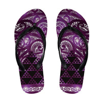 Matariki New Zealand Flip Flops NZ Niho Taniwha Maori New Year Purple Galaxy LT14 Purple - Polynesian Pride