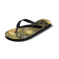 Matariki New Zealand Flip Flops NZ Niho Taniwha Maori New Year Yellow Galaxy LT14 - Polynesian Pride