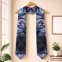 Matariki New Zealand Graduation Stole NZ Niho Taniwha Maori New Year Blue Galaxy LT14 One Size Blue - Polynesian Pride