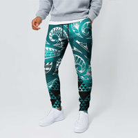 Matariki New Zealand Jogger Pants NZ Niho Taniwha Maori New Year Cyan Galaxy LT14 - Polynesian Pride