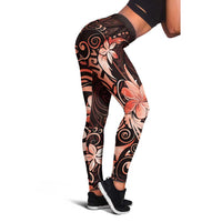 Matariki New Zealand Leggings Maori Pattern Red Galaxy - Polynesian Pride