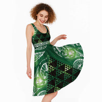 Matariki New Zealand Midi Dress NZ Niho Taniwha Maori New Year Green Galaxy LT14 - Polynesian Pride