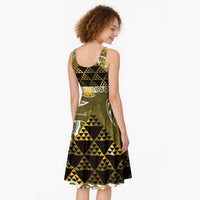 Matariki New Zealand Midi Dress NZ Niho Taniwha Maori New Year Yellow Galaxy LT14 - Polynesian Pride