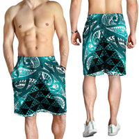 Matariki New Zealand Shorts for Men NZ Niho Taniwha Maori New Year Cyan Galaxy LT14 - Polynesian Pride