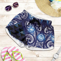 Matariki New Zealand Shorts for Women NZ Niho Taniwha Maori New Year Blue Galaxy