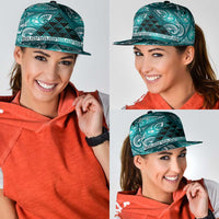 Matariki New Zealand Snapback Cap NZ Niho Taniwha Maori New Year Cyan Galaxy LT14 - Polynesian Pride