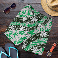 Matie Tahiti Tiare Monstera Shorts for Men Polynesian Pattern Curve Style LT01 Green - Polynesian Pride