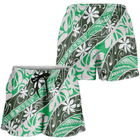 Matie Tahiti Tiare Monstera Shorts for Women Polynesian Pattern Curve Style - Polynesian Pride