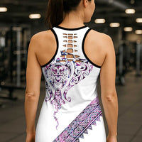 Mawhero Paua Shell Kowhaiwhai Taniko Personalised Hollow Tank Top Manta Ray Shark-Turtle Maori Tribal Style
