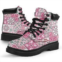 Mele Kalikimaka Hawaii Christmas All Season Boots Akala Seamless Floral Motif - Polynesian Pride