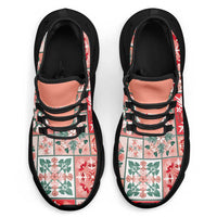 Mele Kalikimaka Hawaii Christmas Clunky Sneakers Ulaula Seamless Floral Motif - Polynesian Pride