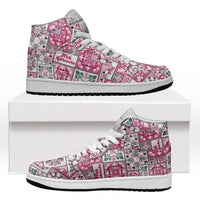 Mele Kalikimaka Hawaii Christmas High Sneakers AJ1 Akala Seamless Floral Motif LT9 Pink - Polynesian Pride