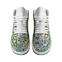 Mele Kalikimaka Hawaii Christmas High Sneakers AJ1 Omaomao Seamless Floral Motif - Polynesian Pride