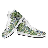 Mele Kalikimaka Hawaii Christmas High Sneakers AJ1 Omaomao Seamless Floral Motif LT9 - Polynesian Pride