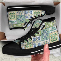 Mele Kalikimaka Hawaii Christmas High Top Shoes Omaomao Seamless Floral Motif - Polynesian Pride