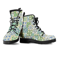 Mele Kalikimaka Hawaii Christmas Leather Boots Omaomao Seamless Floral Motif - Polynesian Pride