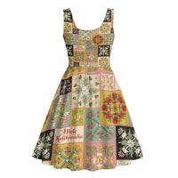 Mele Kalikimaka Hawaii Christmas Midi Dress Melemele Mama Seamless Floral Motif - Polynesian Pride