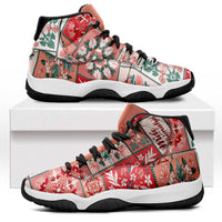 Mele Kalikimaka Hawaii Christmas Sneakers J11 Ulaula Seamless Floral Motif - Polynesian Pride