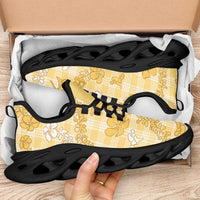 Melemele Aloha Hawaii Clunky Sneakers Plumeria Lei With Palaka Motif - Polynesian Pride