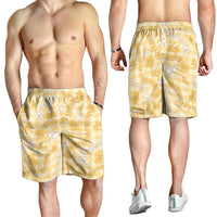 Melemele Aloha Hawaii Shorts for Men Plumeria Lei With Palaka Motif LT14 - Polynesian Pride