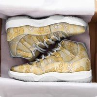 Melemele Aloha Hawaii Sneakers J11 Plumeria Lei With Palaka Motif - Polynesian Pride