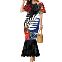 New Zealand And Samoa Rugby Mermaid Dress Mix Tribal Style LT7 Women Black Blue - Polynesian Pride