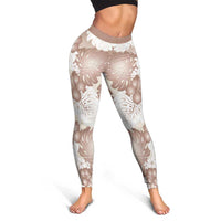 Mocha Mousse Aloha Hawaii Leggings Monstera Hibiscus Plumeria Seamless Vibes - Polynesian Pride