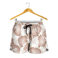 Mocha Mousse Aloha Hawaii Shorts for Women Monstera Hibiscus Plumeria Seamless Vibes - Polynesian Pride