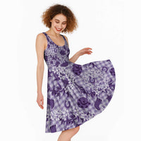 Mokihana Maile Ilima Leis Paniolo Palaka Midi Dress Hawaiian Poni Spirit - Polynesian Pride