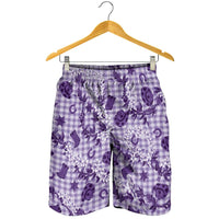 Mokihana Maile Ilima Leis Paniolo Palaka Shorts for Men Hawaiian Poni Spirit - Polynesian Pride