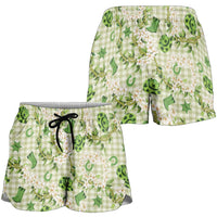 Mokihana Maile Ilima Leis Paniolo Palaka Shorts for Women Hawaiian Omaomo Ala Spirit - Polynesian Pride