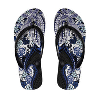 Monstera Plumeria Flowers Blue Flip Flops Polynesian Pattern LT01 Blue - Polynesian Pride