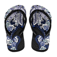 Monstera Plumeria Flowers Blue Flip Flops Polynesian Pattern LT01 - Polynesian Pride