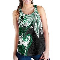 Monstera Plumeria Flowers Green Women Racerback Tank Polynesian Pattern LT01 - Polynesian Pride