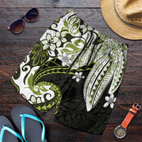 Monstera Plumeria Flowers Olive Green Shorts for Men Polynesian Pattern LT01 Green - Polynesian Pride