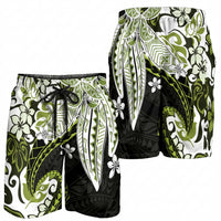 Monstera Plumeria Flowers Olive Green Shorts for Men Polynesian Pattern LT01 - Polynesian Pride