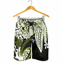 Monstera Plumeria Flowers Olive Green Shorts for Men Polynesian Pattern LT01 - Polynesian Pride