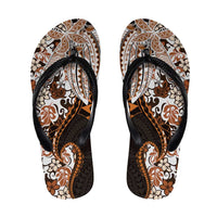 Monstera Plumeria Flowers Orange Flip Flops Polynesian Pattern LT01 Orange - Polynesian Pride