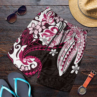 Monstera Plumeria Flowers Pink Shorts for Men Polynesian Pattern LT01 Pink - Polynesian Pride