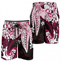 Monstera Plumeria Flowers Pink Shorts for Men Polynesian Pattern LT01 - Polynesian Pride