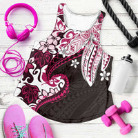 Monstera Plumeria Flowers Pink Women Racerback Tank Polynesian Pattern LT01 Pink - Polynesian Pride
