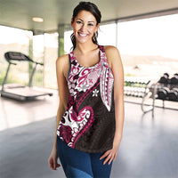 Monstera Plumeria Flowers Pink Women Racerback Tank Polynesian Pattern LT01 - Polynesian Pride