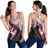 Monstera Plumeria Flowers Pink Women Racerback Tank Polynesian Pattern LT01 - Polynesian Pride